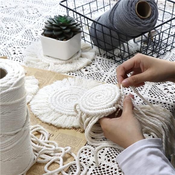 Coasters for Drinks Absorbent, Boho Coasters for Wooden Table, Drink Coaster Set - Picture 4 of 7